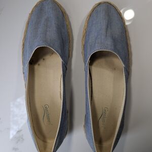 Women's Grasshoppers Blue Chambray Espadrilles with Rope Soles Size 7.5 S Narrow